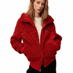 Aritzia Wilfred Free Red The Teddy Jacket